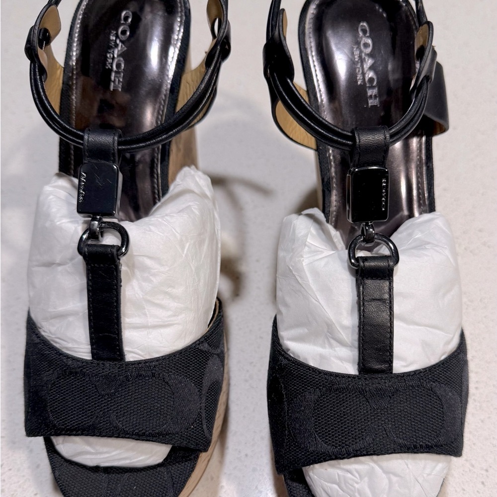 Coach Black and Tan Women's Wedges